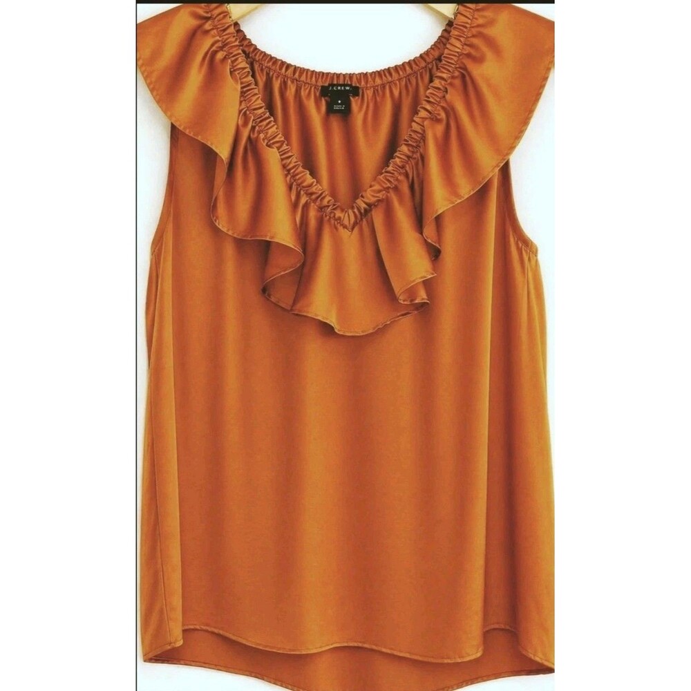 Ann Taylor Silky Ruffle Blouse Size Small Soft Apricot Peach Romantic Feminine